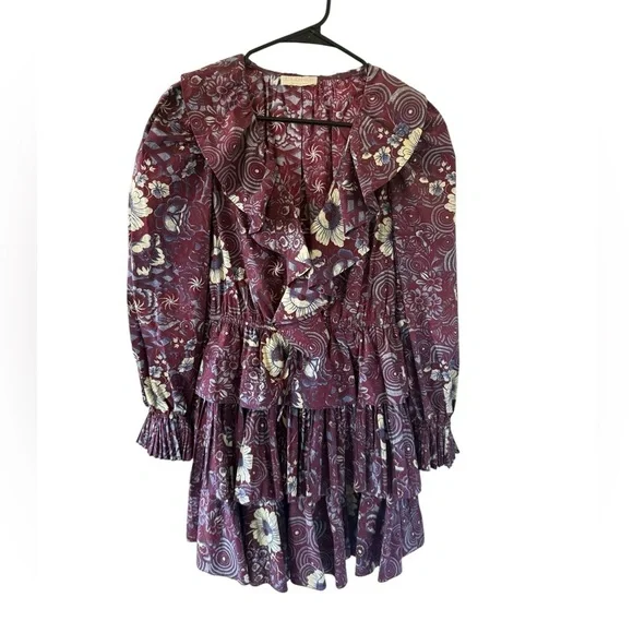 Ulla Johnson Lola Burgundy floral Mini Dress